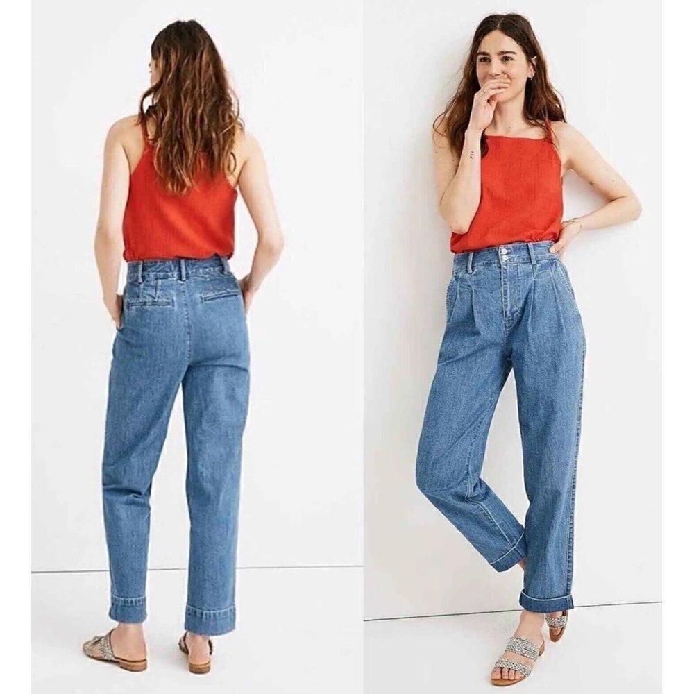 Madewell Women's Sz 0 Pleated Taper Wide-Leg Jeans
